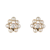 1910's Edwardian Diamond and Pearl Cluster Stud