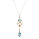 1940's Floral Lavaliar Pendant with Blue Zircon