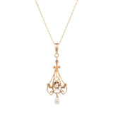 1910's Lavalier Pendant with Natural Mississippi Pearl and Diamond