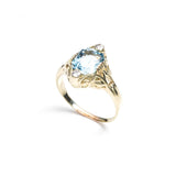 1910's Art Nouveau Aquamarine and Diamond Ring