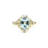 1910's Art Nouveau Aquamarine and Diamond Ring