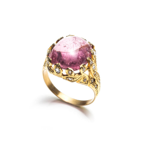 1910's Pink Tourmaline and Diamond Ring
