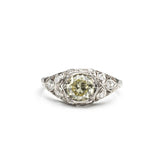 1960's Engagement Ring with Flanking Trefoil Leaves