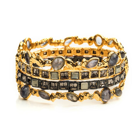 Dark Phoenix Large Stacked Rocky Hinged Bracelet