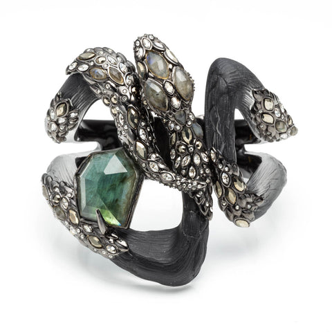 Imperial Noir Large Snake Hinged Bracelet