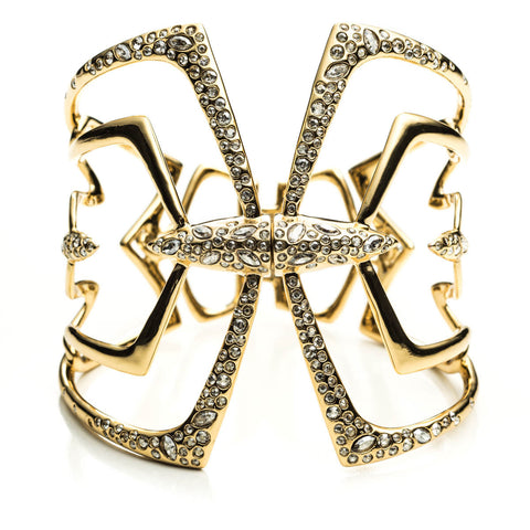 Kinetic Gold Encrusted Mirrored Hinged Bracelet