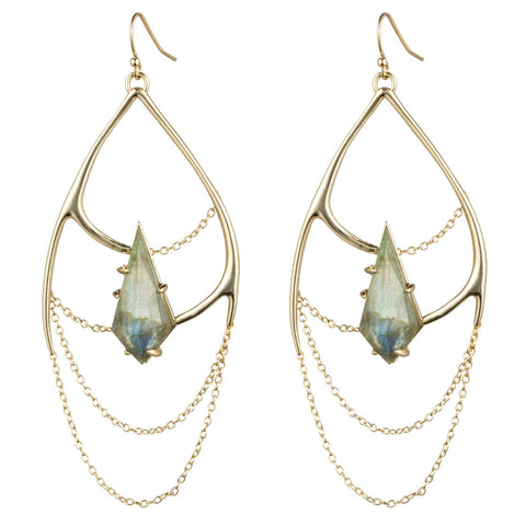 Kinetic Gold Draping Chain Earring